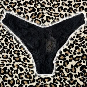 Savage X Fenty Black Mesh Polka Dot Panties